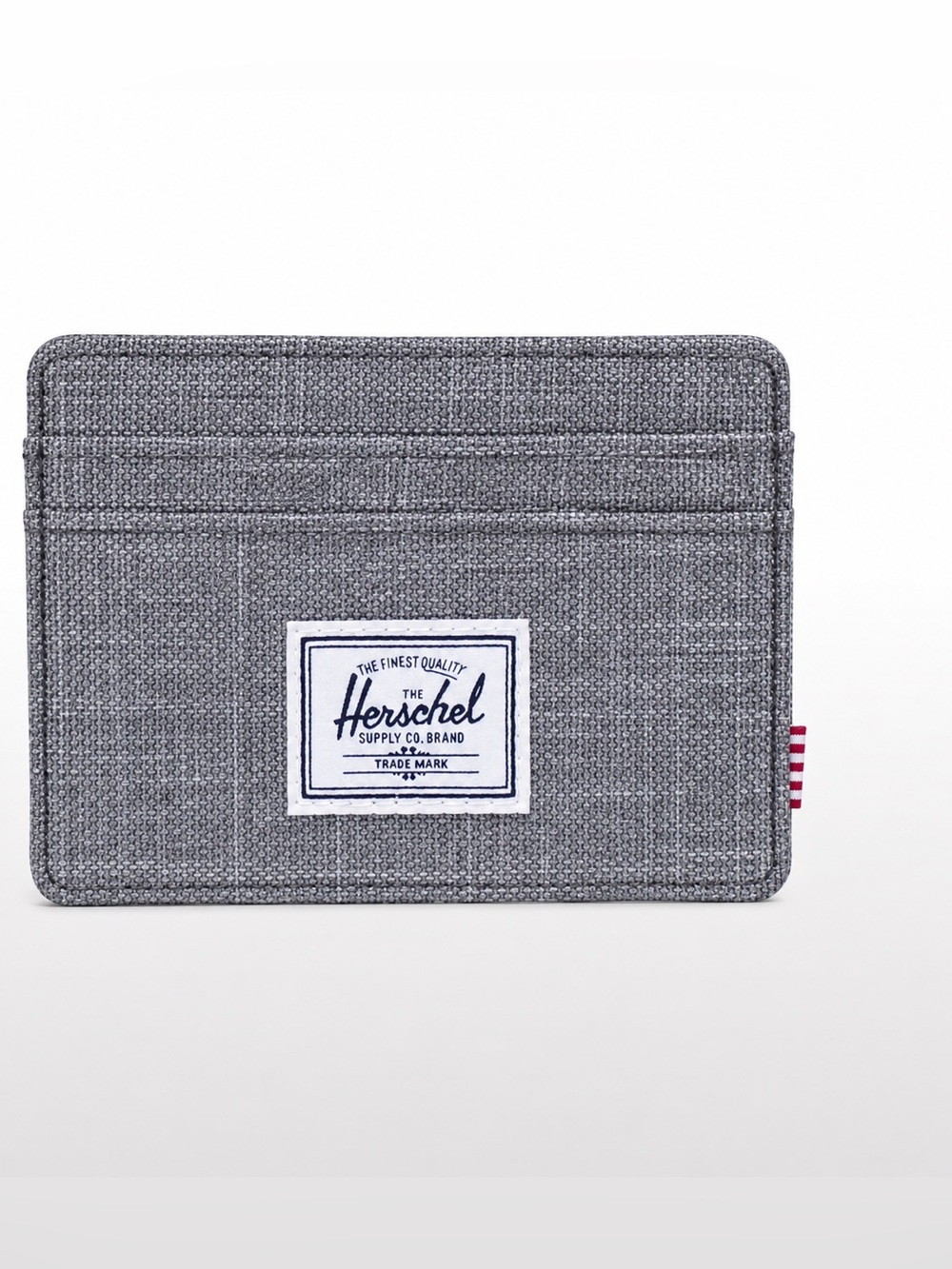 Herschel Supply Co Charlie Card Holder Charcoal Gray Red Stripe Interior